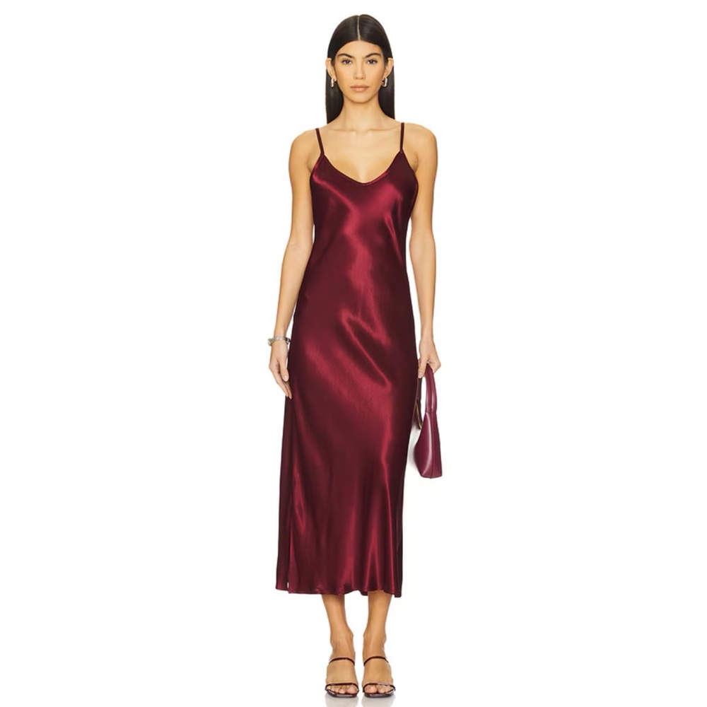 Enza Costa bias cut slip dress in Ruby